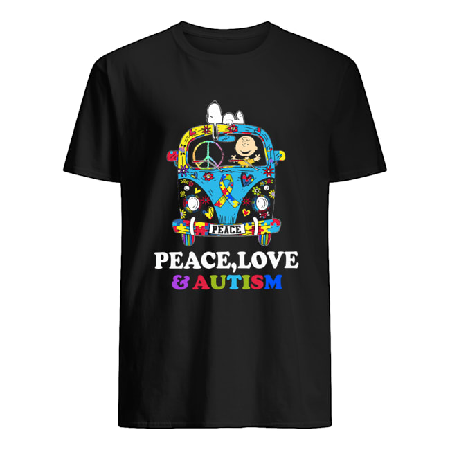 Snoopy And Charlie Brown Peace Love Autism Shirt - Fashion Trending T-shirt Store