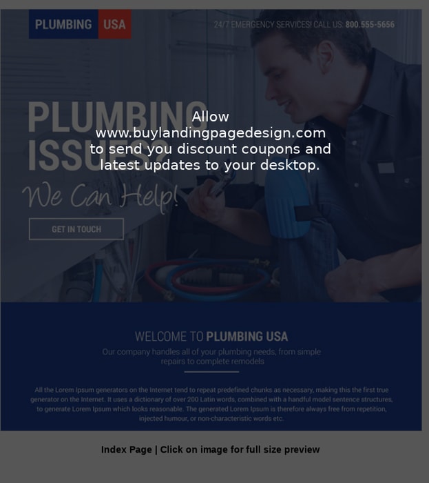 responsive plumbing solution mini landing page design