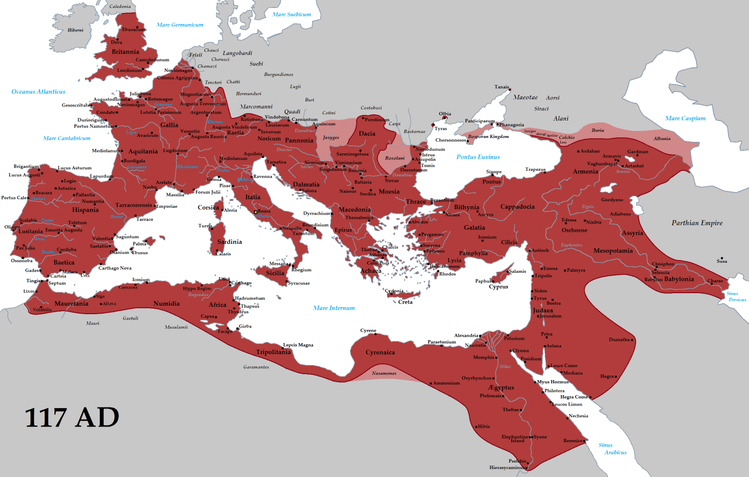 The Largest Extent of the Roman Empire