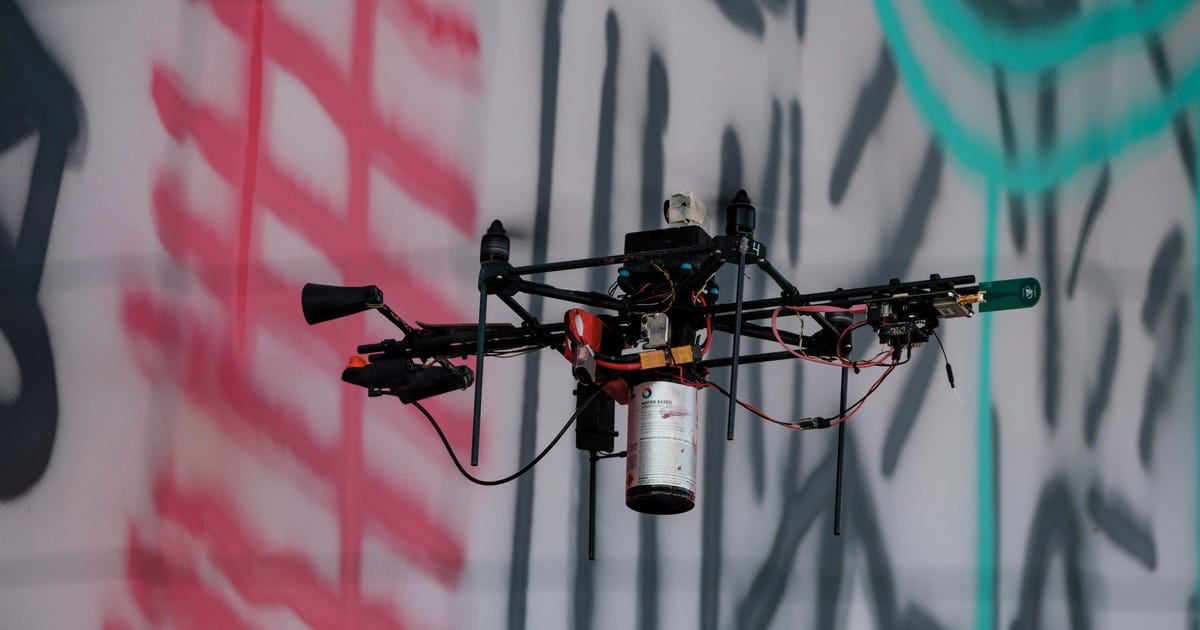 Drone swarm makes a splash painting crowdsourced graffiti