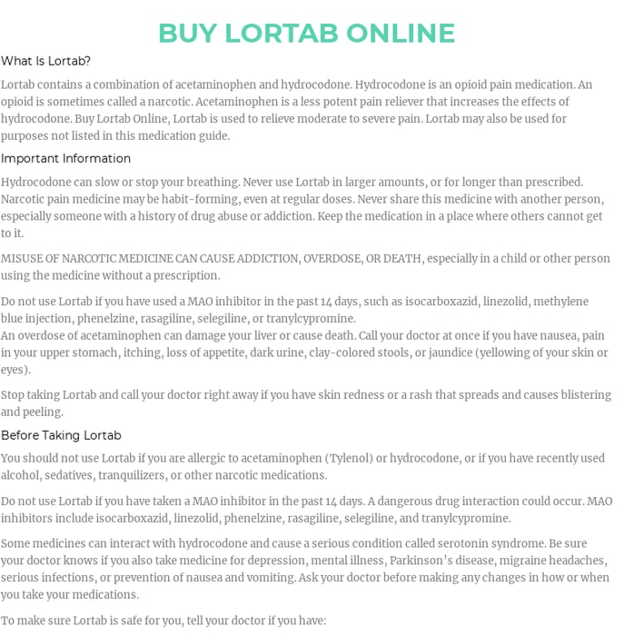 Buy Lortab Online Legally, No Rx, Overnight Delivery
