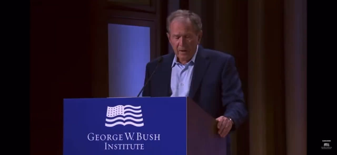 George W Bush accidentally saying "wholly unjustified and brutal invasion” of Iraq instead of Ukraine