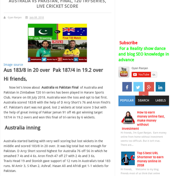 Australia vs Pakistan, Final, T20 tri-series, Live Cricket Score