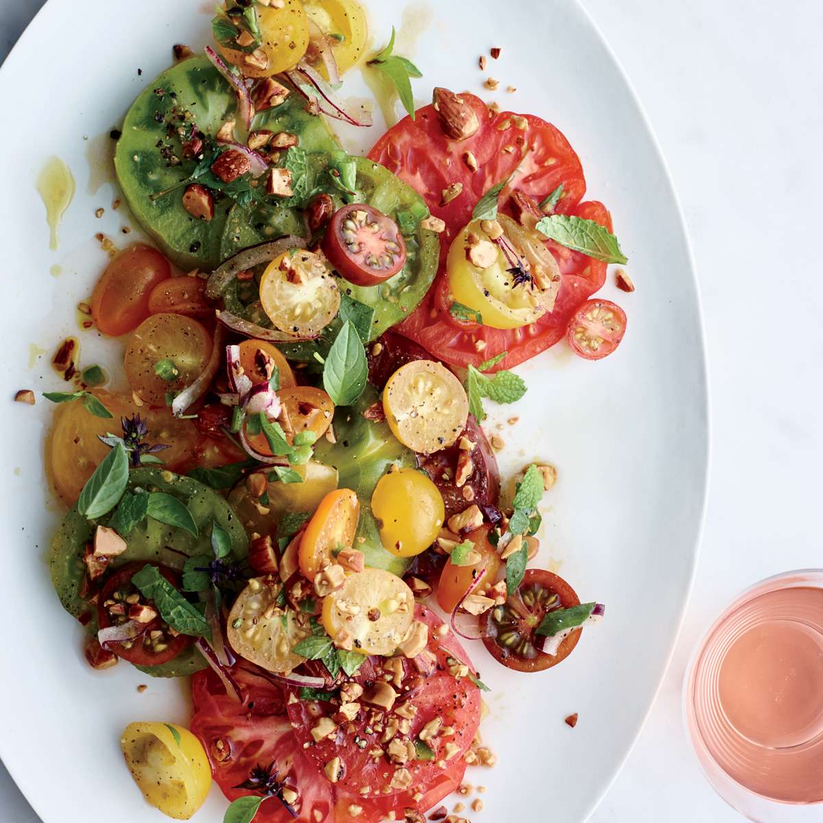 Tomatoes with Herbs and Almond Vinaigrette Recipe