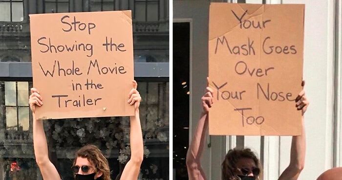 Dude Keeps Protesting Annoying Everyday Things With Funny Signs