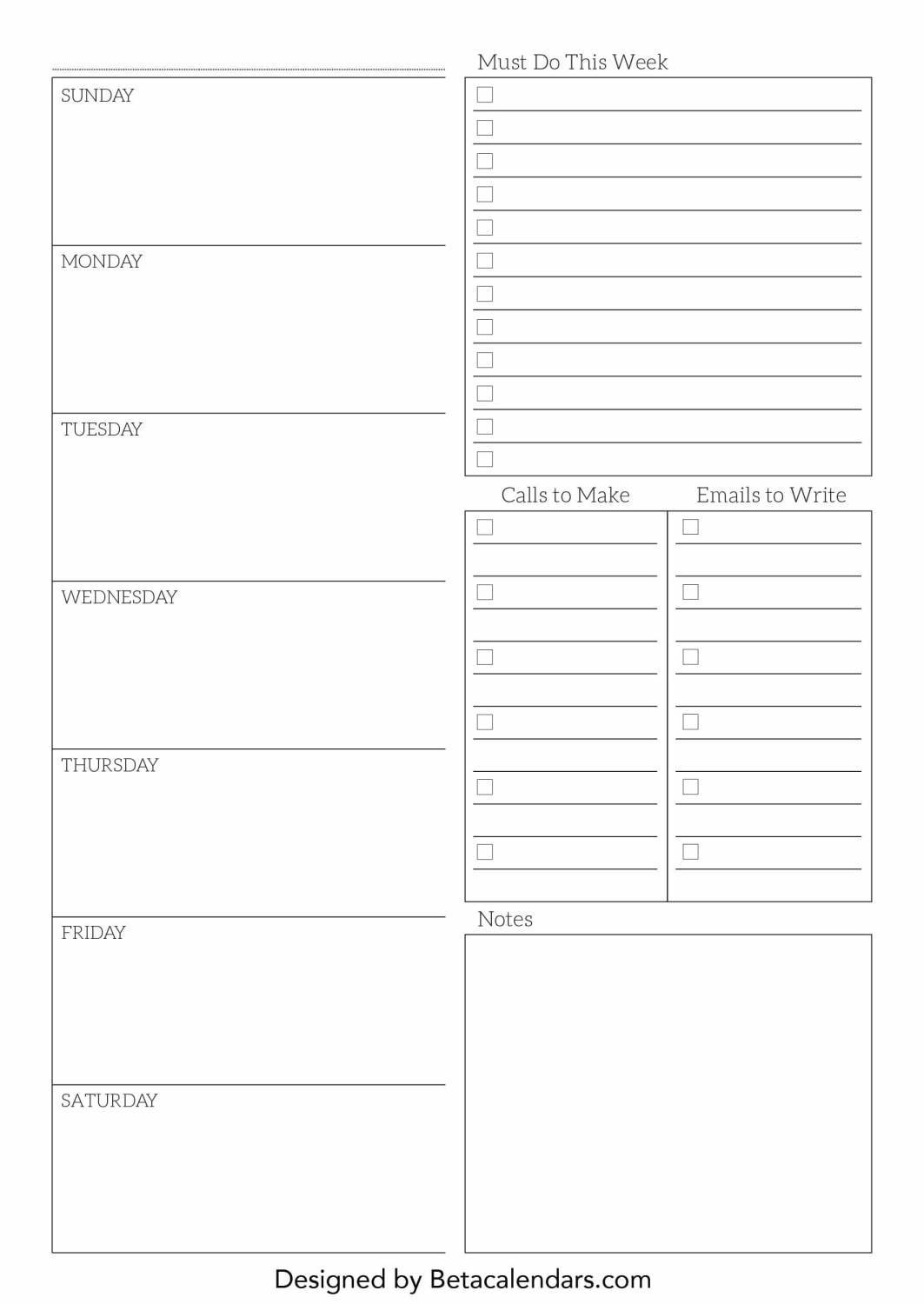 Weekly planner | free blank printable weekly planners