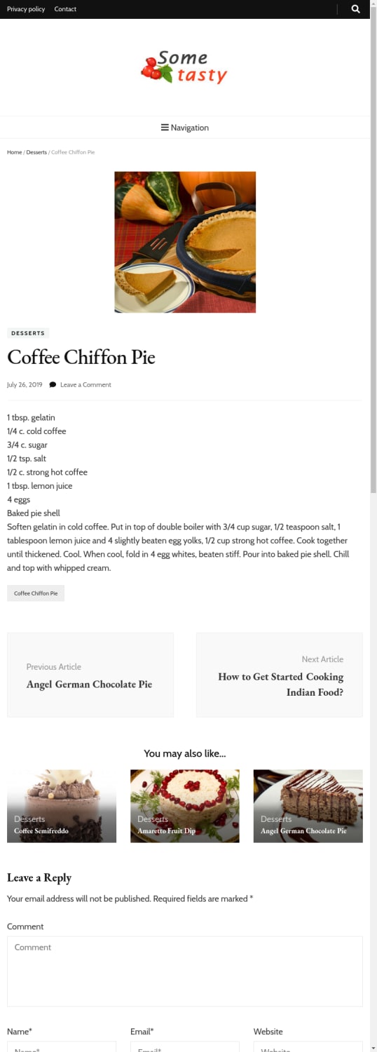 Coffee Chiffon Pie