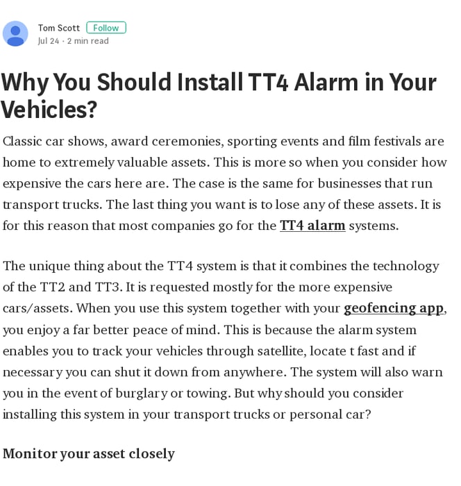 Why You Should Install TT4 Alarm in Your Vehicles? – Tom Scott – Medium