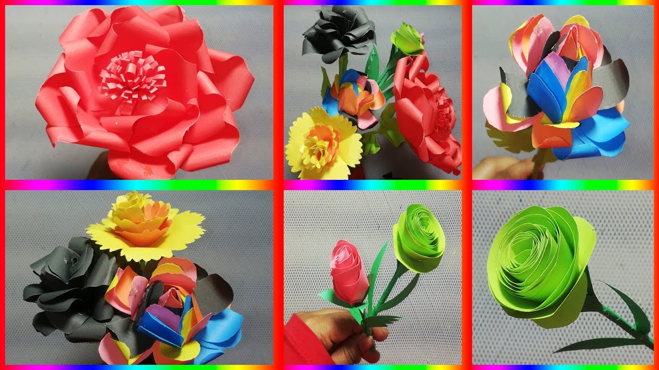 Handicraft Paper Flowers! 6 Beautiful Paper Flower Making! Paper Craft