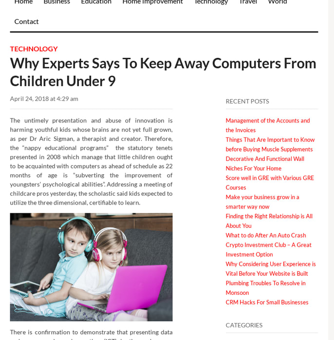 Why Experts Says To Keep Away Computers From Children Under 9