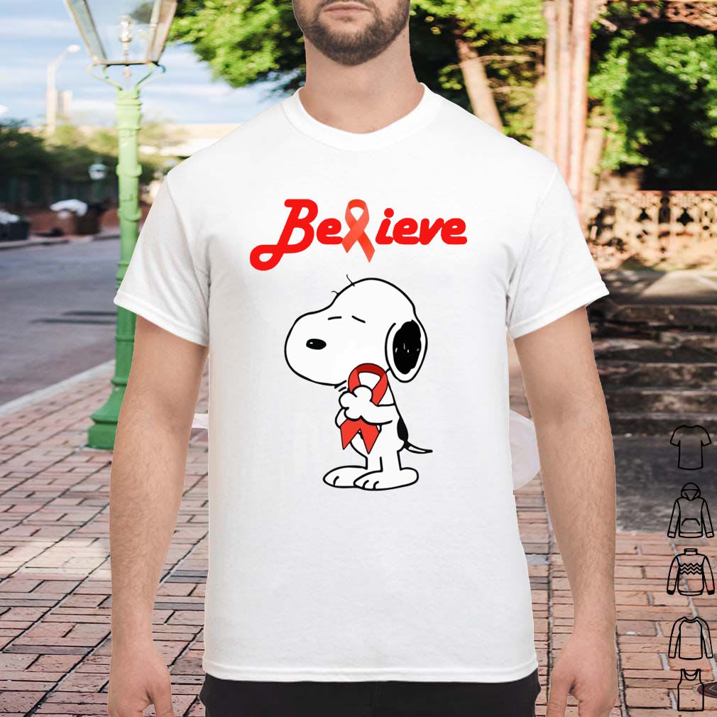 Snoopy Believe Bloold Cancer Red Awareness T-Shirt, Hoodie, Sweater