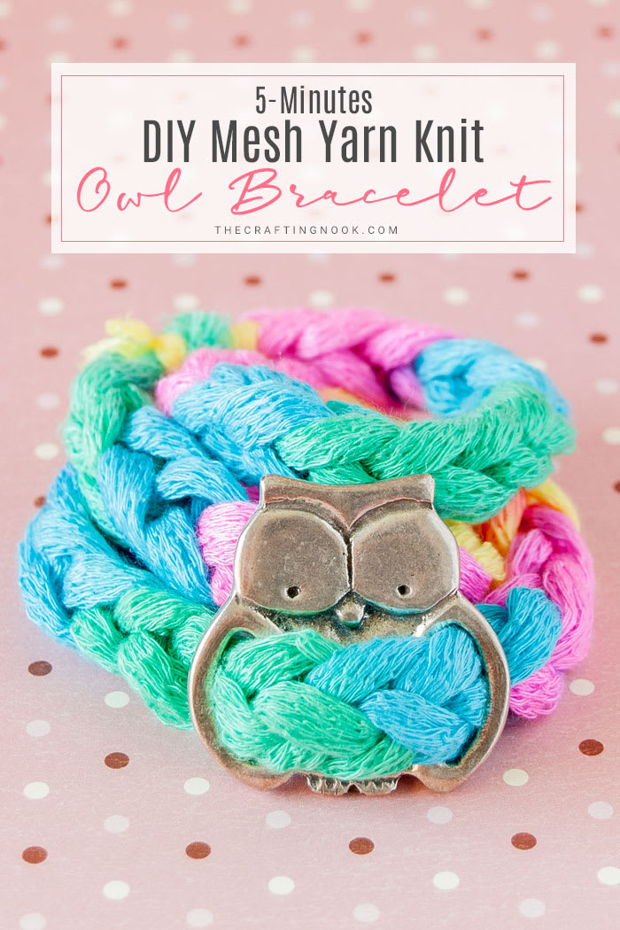 DIY 5 Minutes Mesh Yarn Knit Bracelet