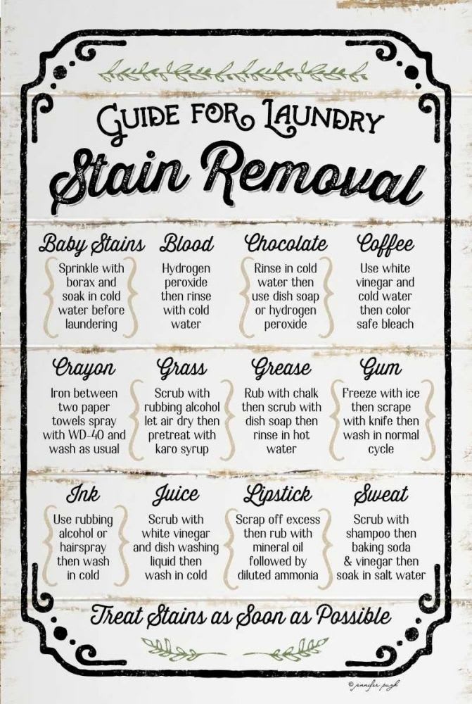 Stain Removal Guide Poster Print by Jennifer Pugh - Walmart.com