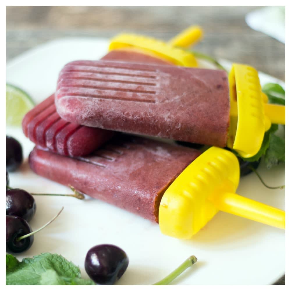 Healthy Sugar-Free Cherry Lime Ice Pops