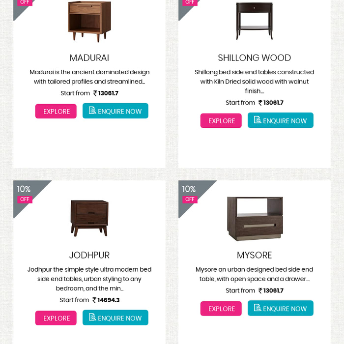 Bed Side End Tables: Buy Bed Side Tables Online in India