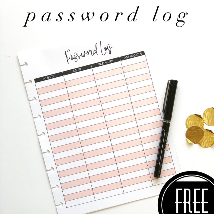 Happy Planner Password Log