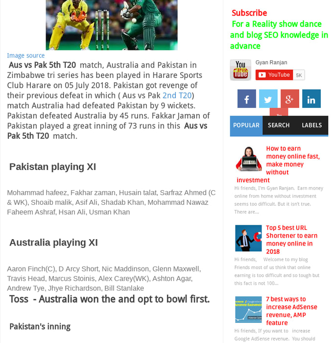 Aus vs Pak 5th T20, live Cricket score , Pakistan got revenge.