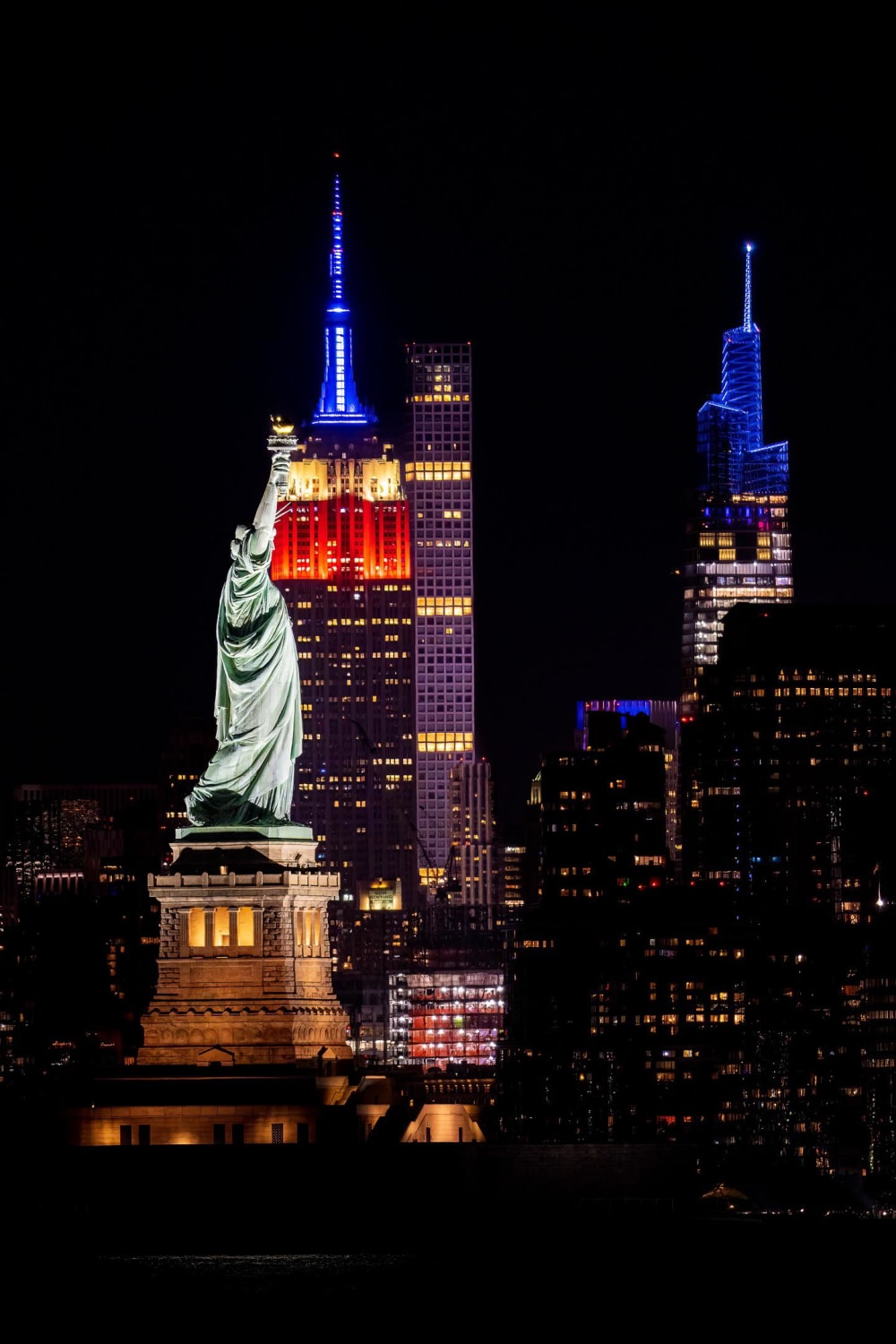 Happy Memorial Day from NYC! Statue of Liberty & Empire State Building (Red, White & Blue)