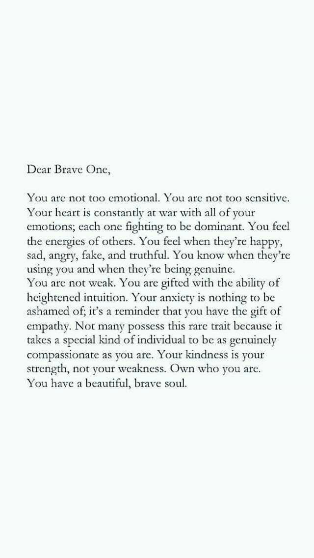 Dear brave one | Words quotes, Positive quotes, Self love quotes