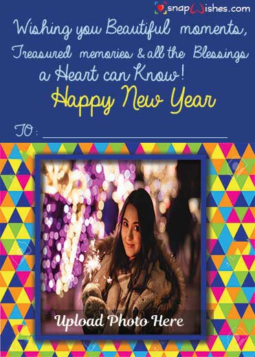 Happy New Year 2020 Greeting Card with Name - Name Photo Card Maker