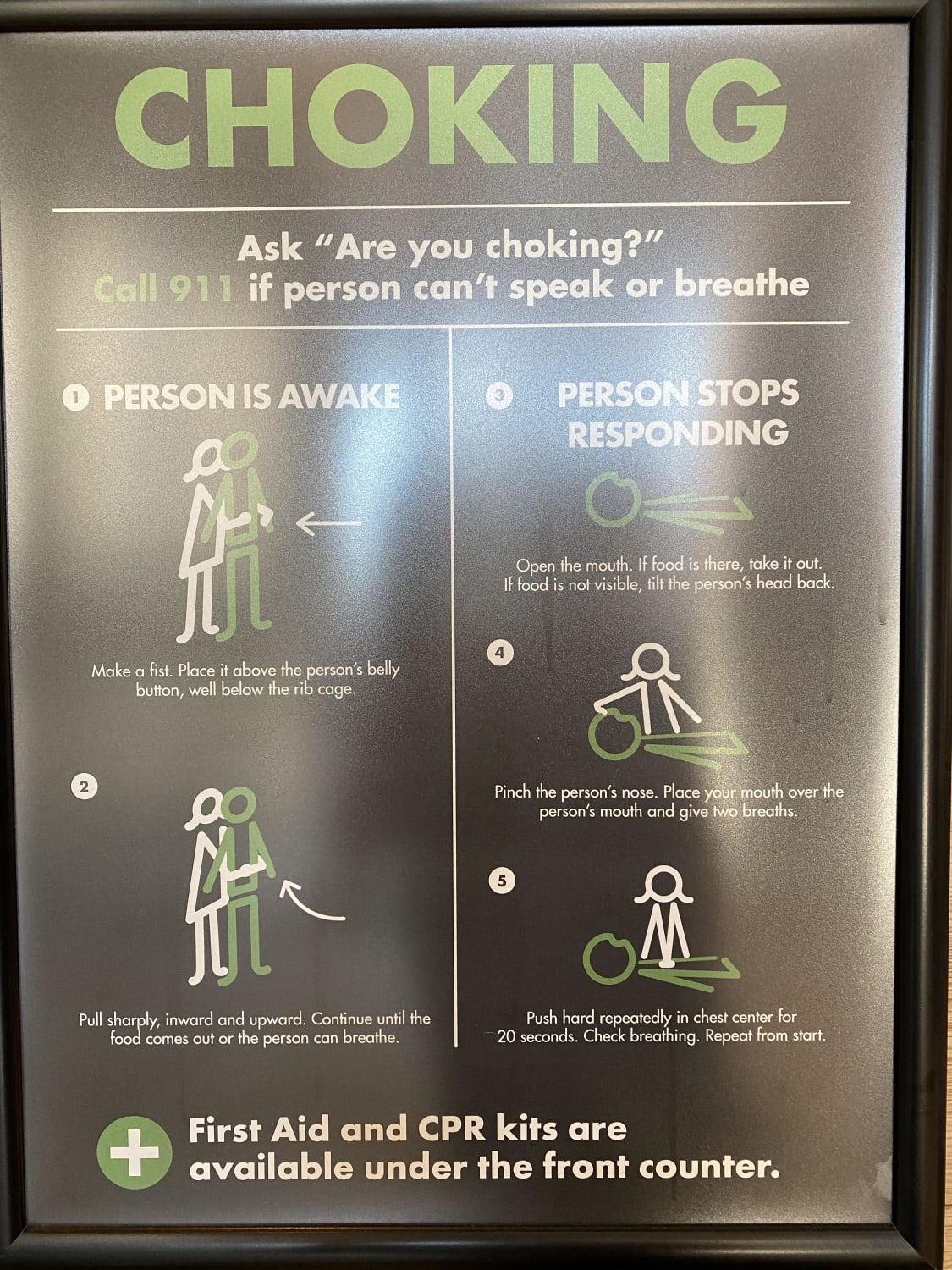 This restaurant has a guide on what to do if you see someone choking