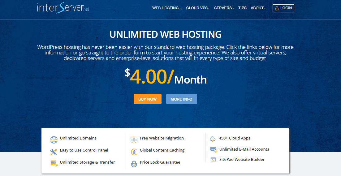 World best InterServer web hosting review offer coupan 2020