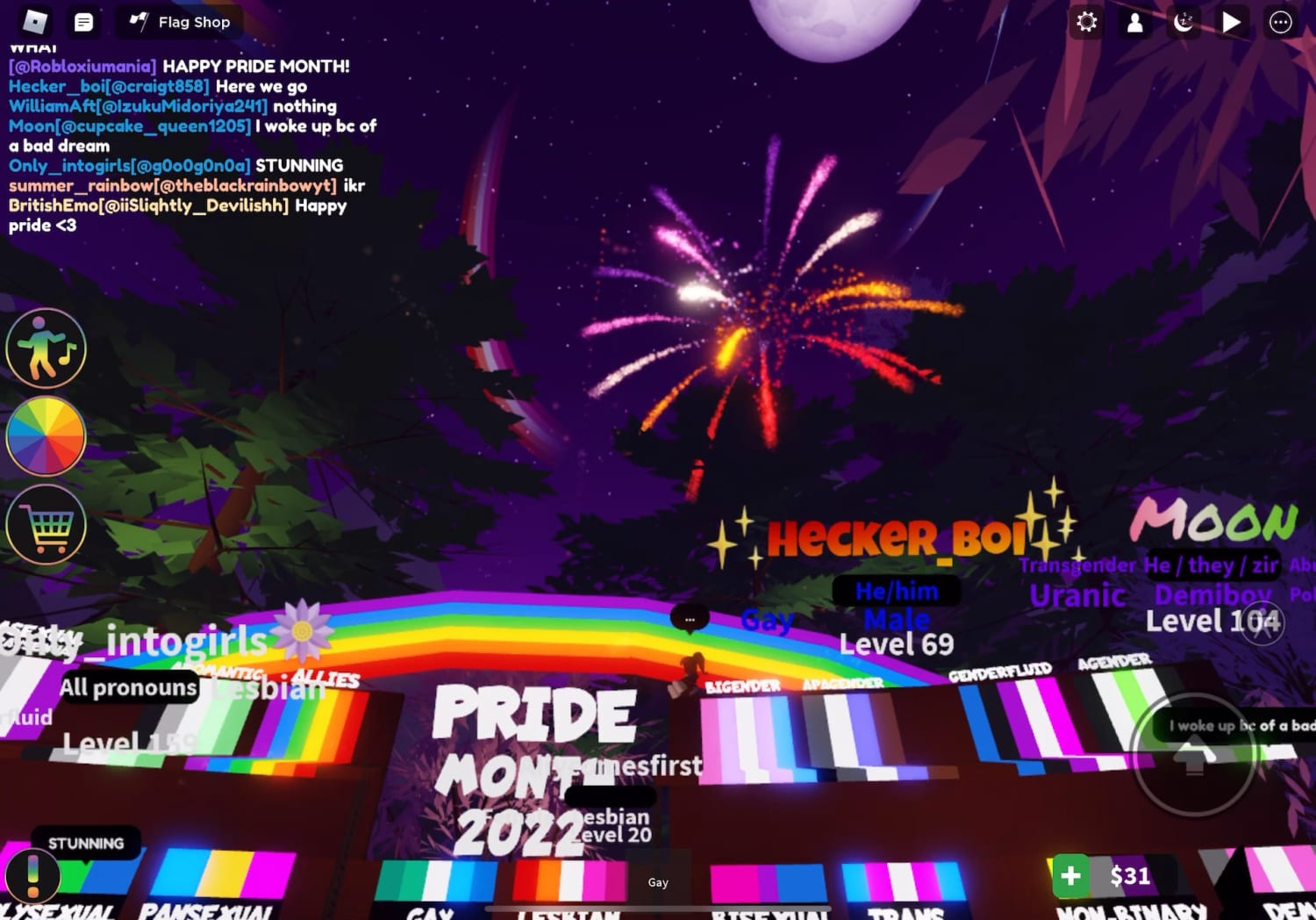 Best way to start pride month is with a simulated fireworks event on Roblox. (The game is called LGBTQ+ Vibe.)