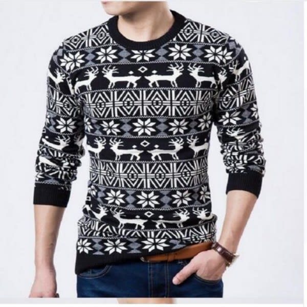 Buy Mens Christmas Sweater Deer Printed Sweater For Men Pullovers Oversized Sweaters Knitted Cardigan For Winter