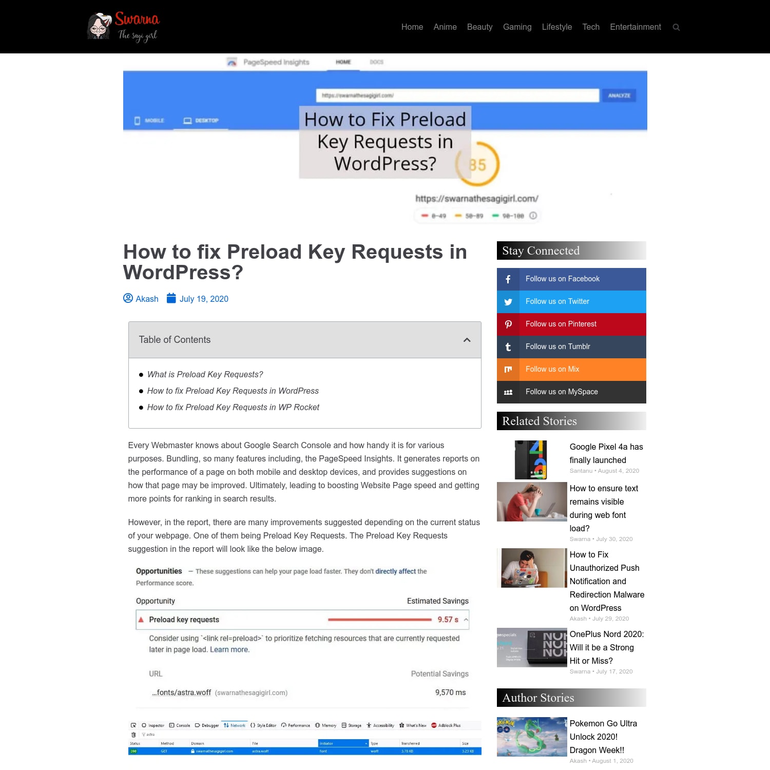 How to fix Preload Key Requests in WordPress?