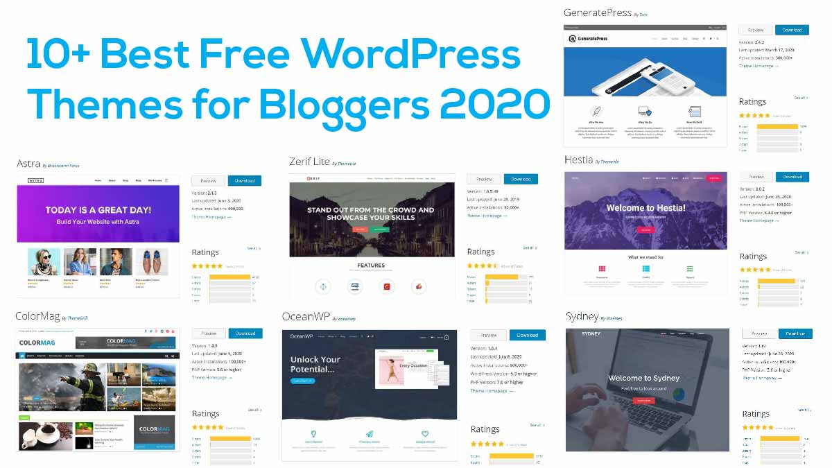 10+ Best Free WordPress Themes for Bloggers 2020