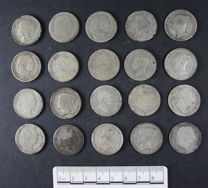A cache of silver shillings dating from 1814 to 1844 and totaling an overseer’s weekly wages has been discovered in the clay floor at the site of the foundry at Port Arthur, Tasmania, a penal colony founded in 1830.