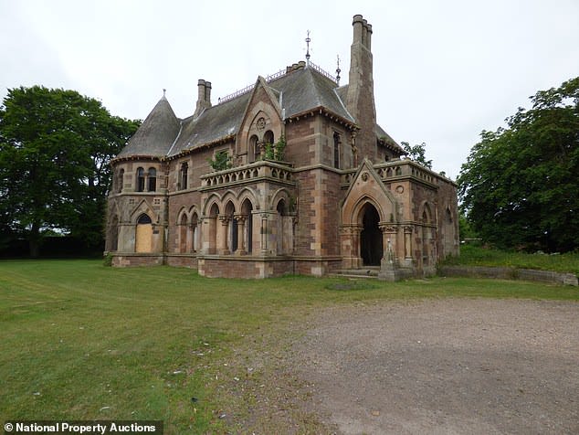 French Gothic-style mansion for sale at auction with a £1 ($1.25) asking price! (Angus, Scotland, UK)