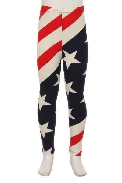 Girl's American Flag Leggings Red/White/Blue: S and L