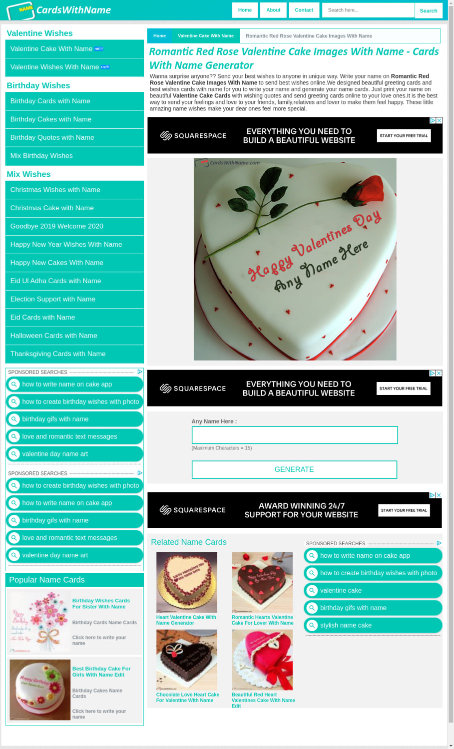 Romantic Red Rose Valentine Cake Images With Name