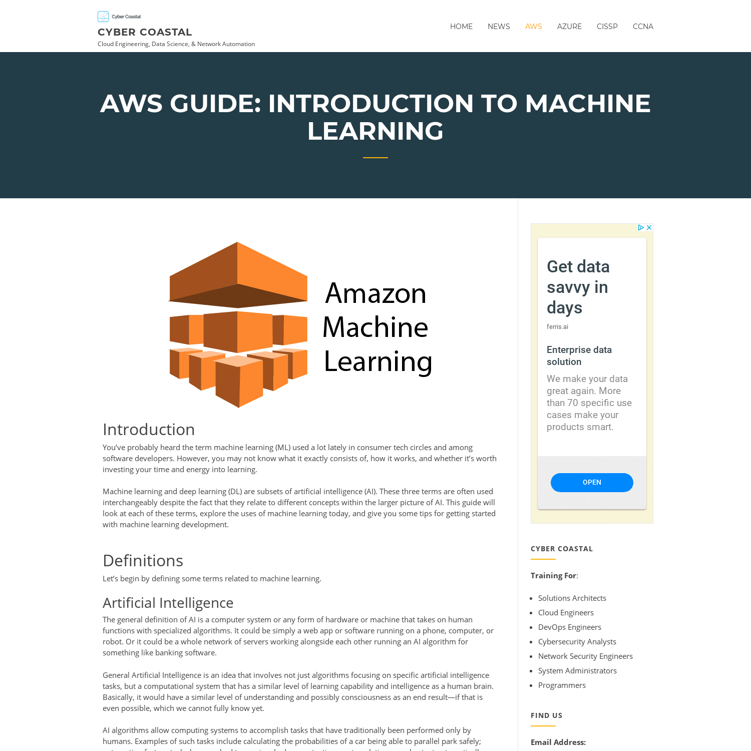 AWS Guide: Introduction to Machine Learning