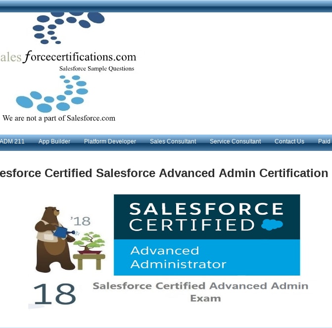 Salesforce Advanced Admin Certification Dumps - salesforcecertifications.com