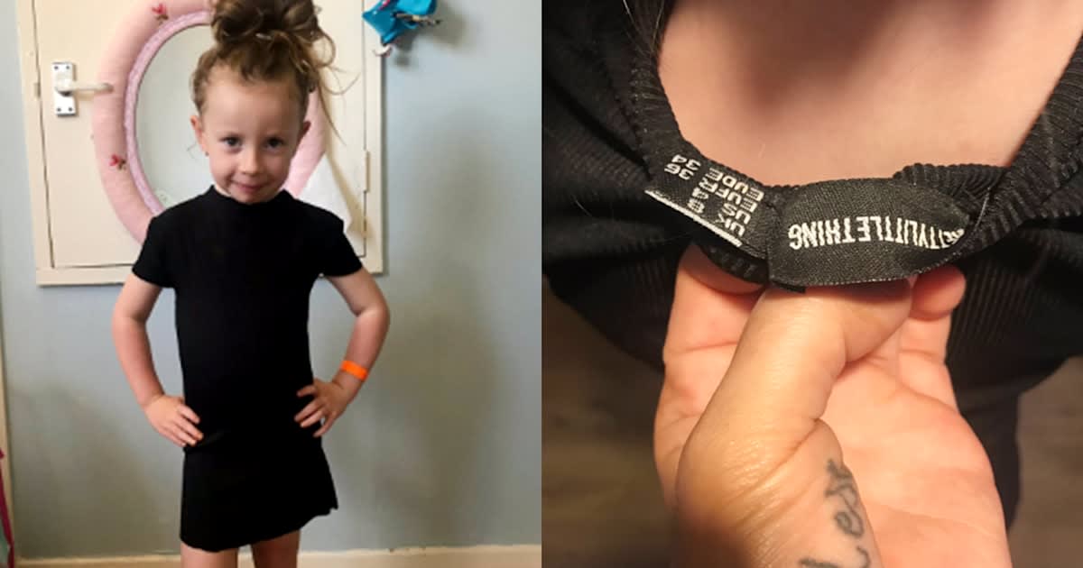 This woman's 'size 4' dress barely fits her 4-year-old daughter