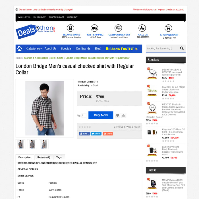 London Bridge Men's casual checked shirt with Regular Collar