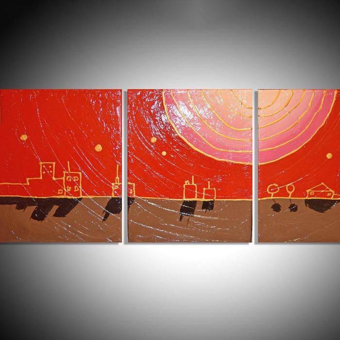 city of gold impasto eldorado triptych abstract original abstract contemporary original acrylic varnished painting art canvas -inches (2018) Acrylic painting by Stuart Wright