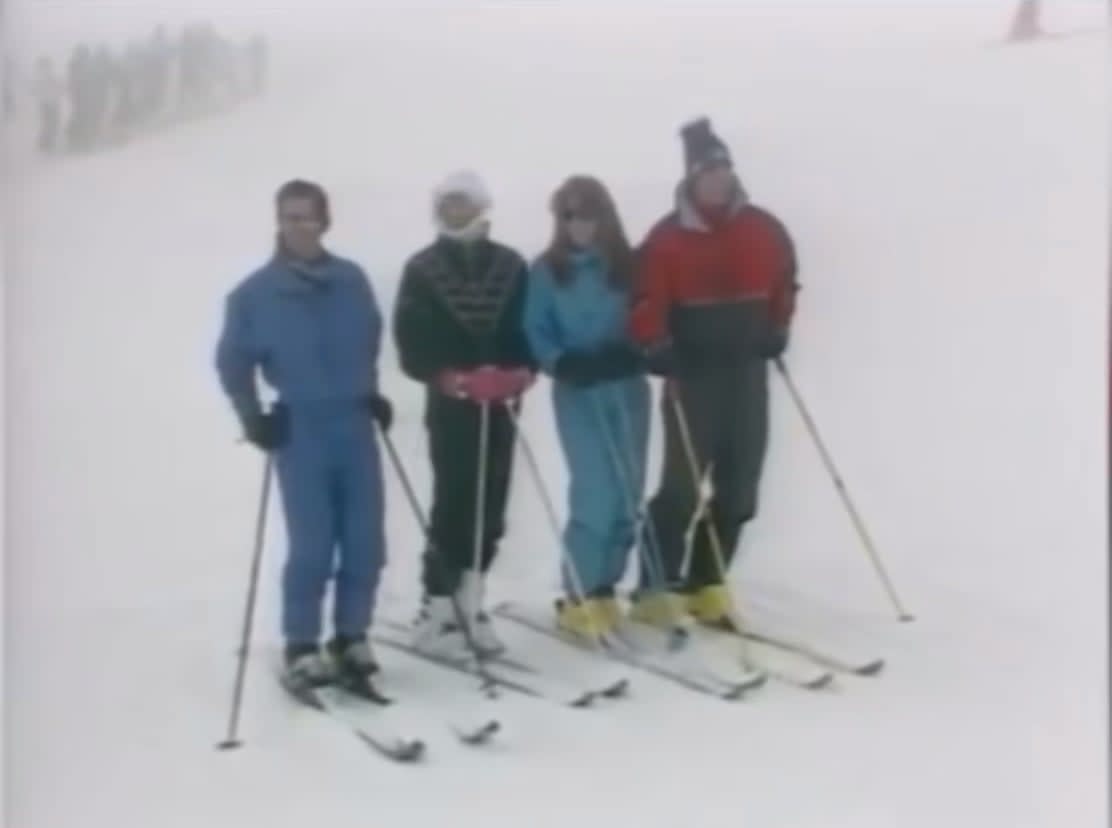 Princess Diana, and Sarah Ferguson goofin around on a skiing trip (1987)