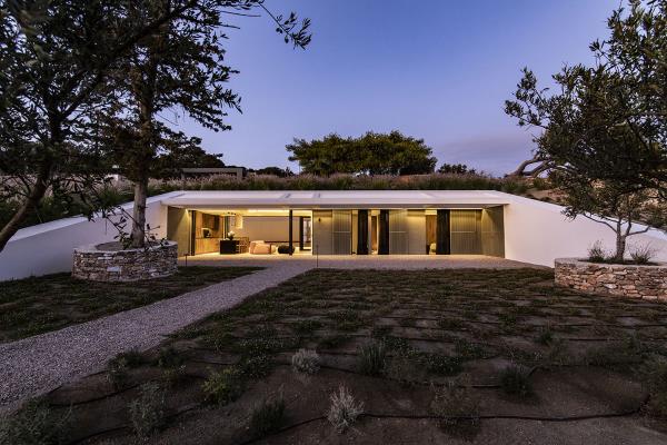 Scapearchitecture embeds summer residence into landscape towards the sea on Paros Island