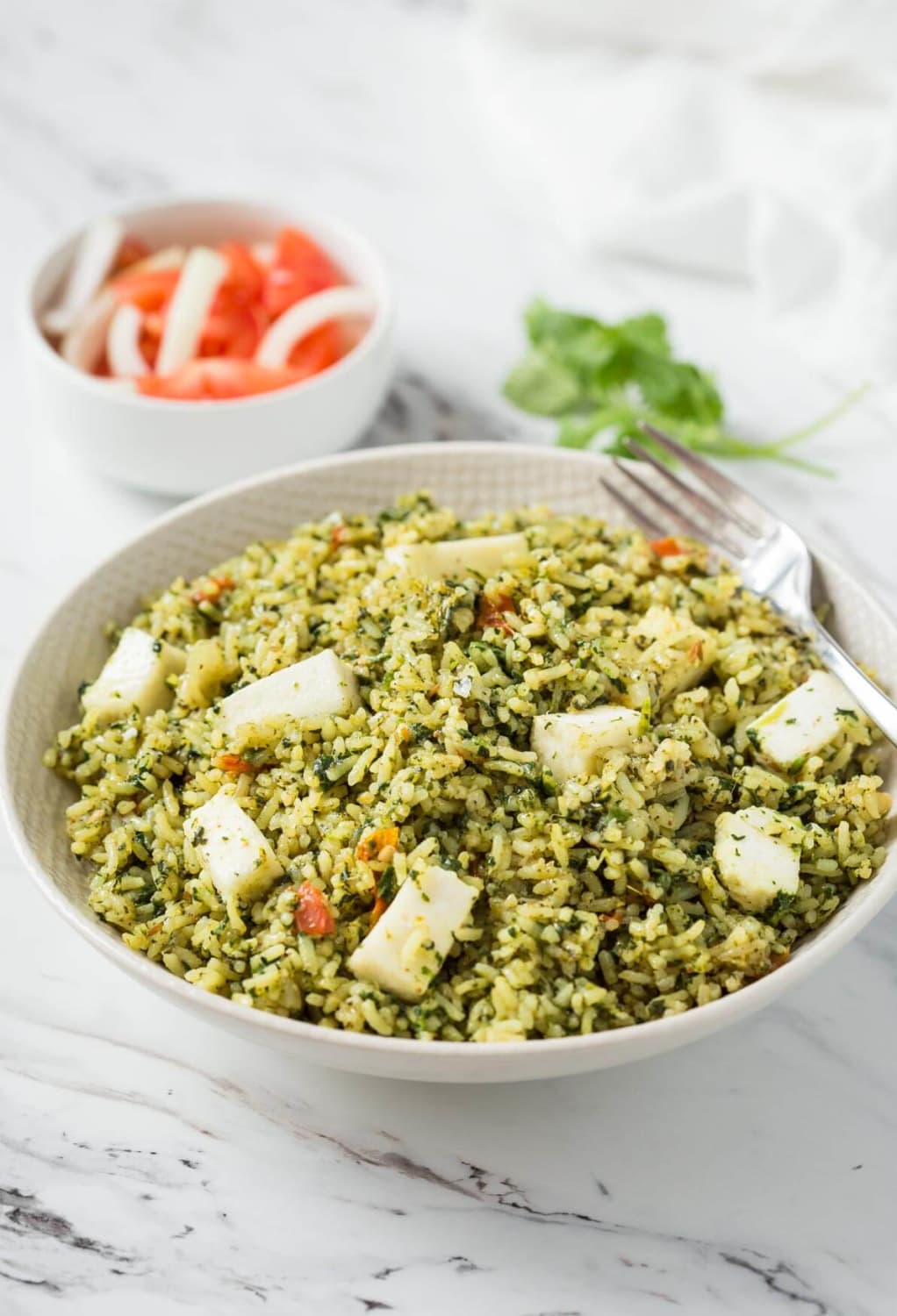 One Pot Easy Palak Paneer Rice (Healthy Spinach Rice)