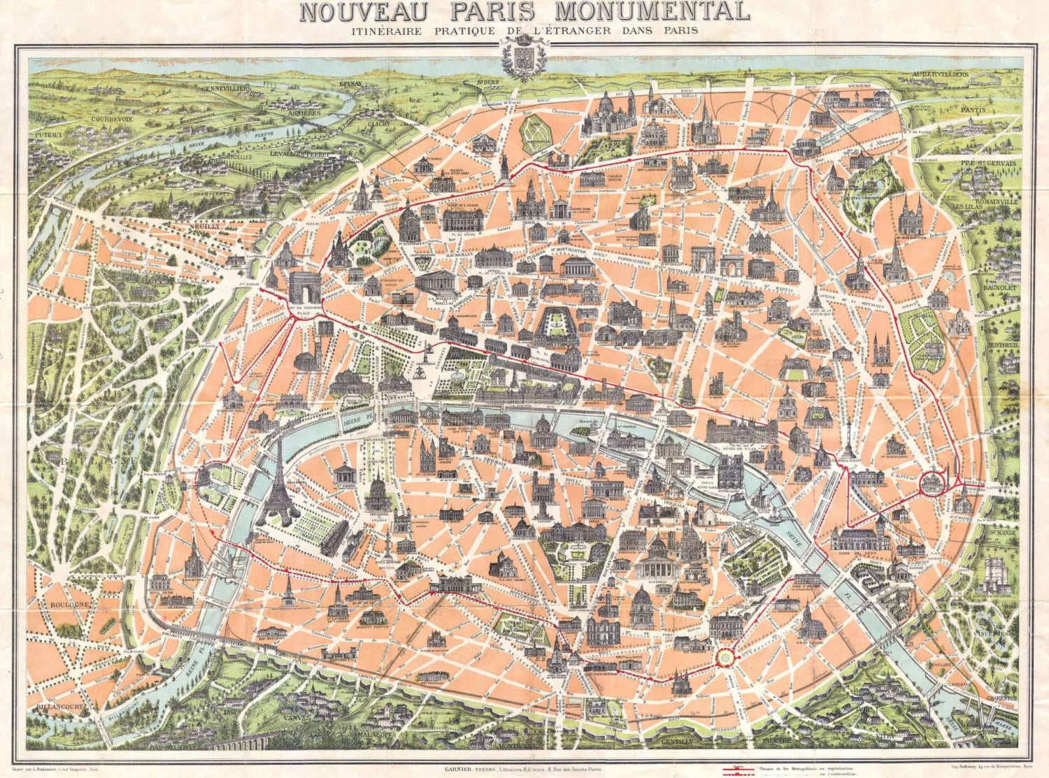 Map of Paris in 1900