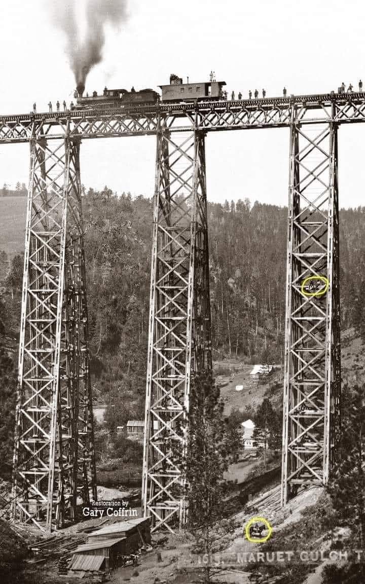 Wooden railway bridge. USA, Montana, 1883.
