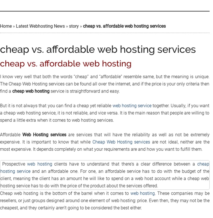 cheap vs. affordable web hosting services