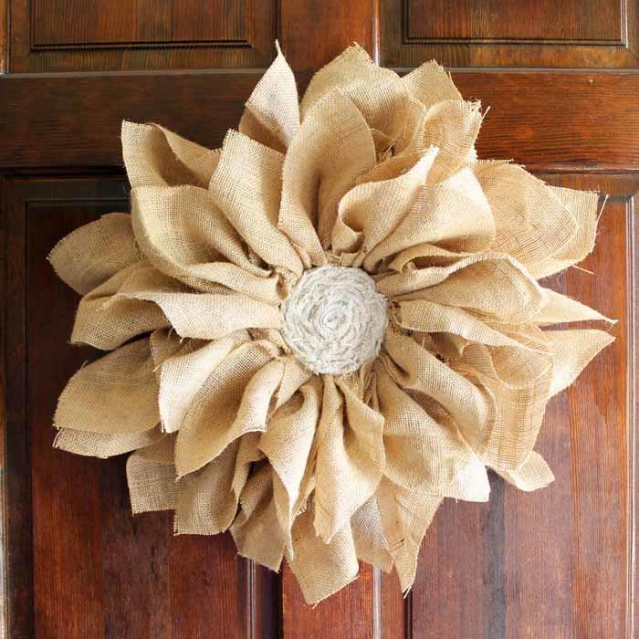 Flower Wreath Made from Burlap - The Country Chic Cottage