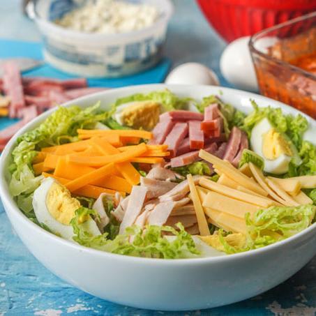 Low Carb Chef Salad with Red Roquefort Dressing