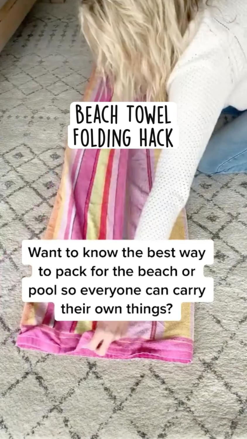 Beach Towel Folding Hack..try this the next time you go to the beach! Follow @clairelynnhome!