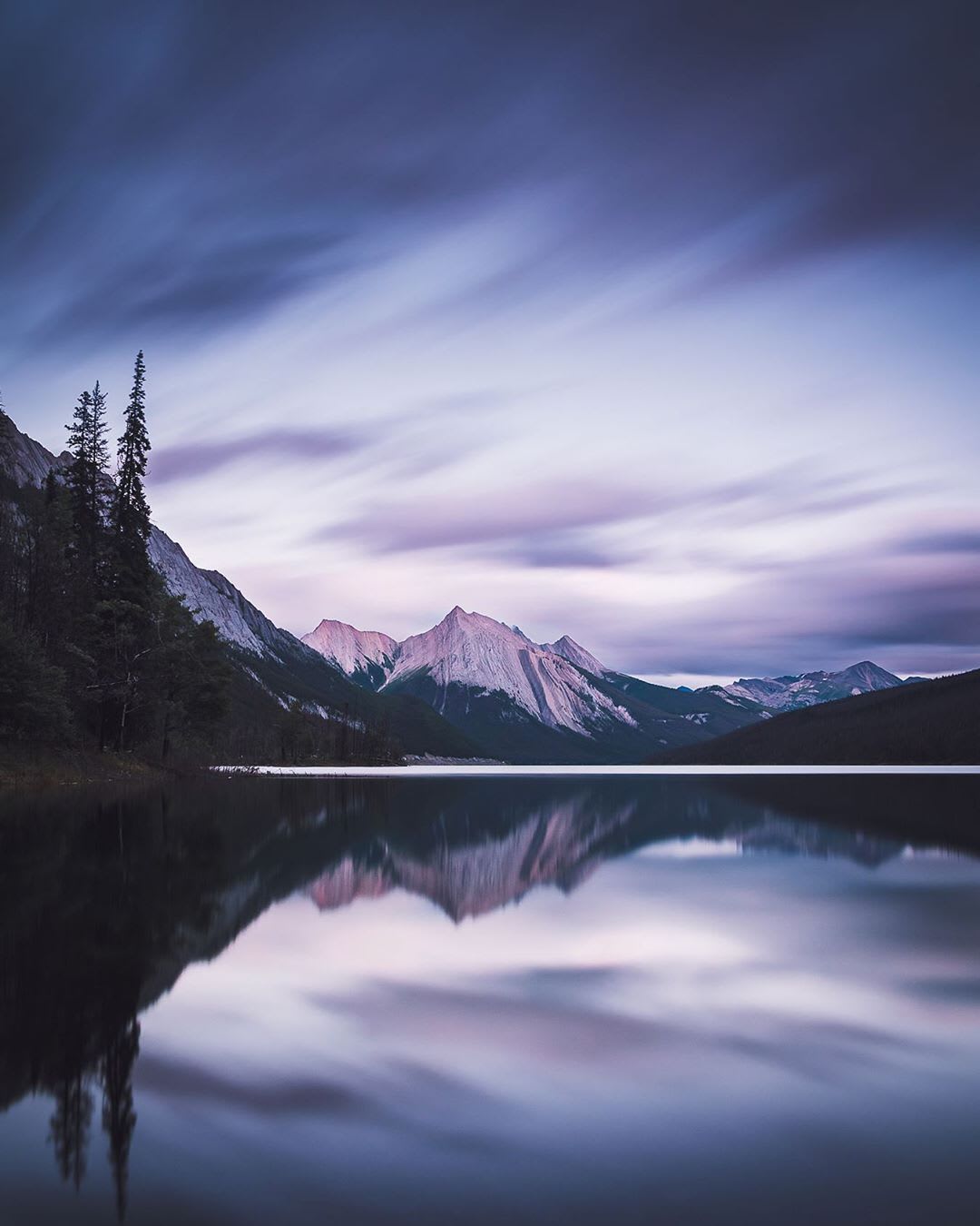Blue hour long exposure in the Canadian Rockies.