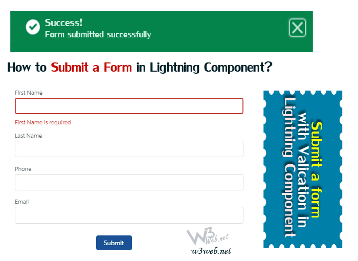 How to create a form and submit on database in lightning component?